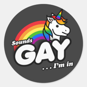 Sticker Rond SONS GAY JE SUIS EN T-shirt