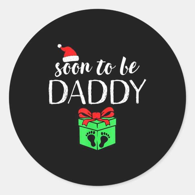 Sticker Rond Soon To Be Daddy Christmas Funny Pregnancy Announc (Devant)
