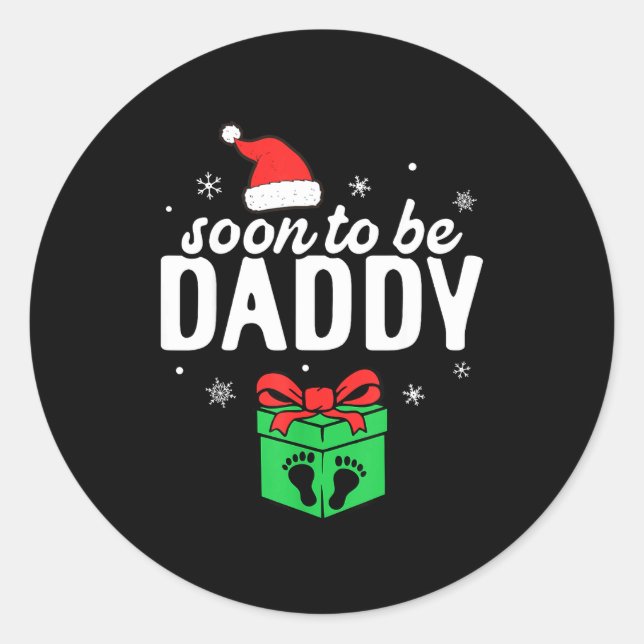 Sticker Rond Soon To Be Daddy Christmas Funny Pregnancy Announc (Devant)