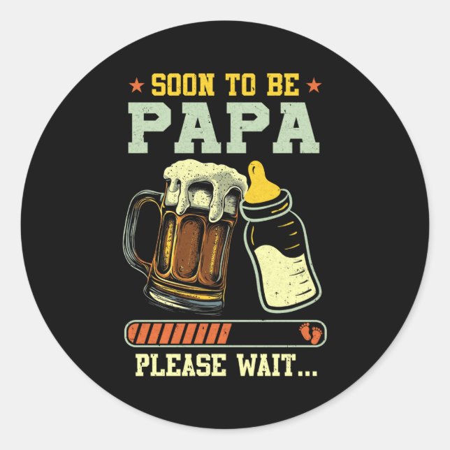 Sticker Rond Soon To Be Papa Est 2025 Pregnancy Announcement Lo (Devant)