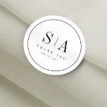 Sticker Rond Sophisticated monogram minimalist wedding favor<br><div class="desc">Sophisticated black and white minimalist wedding favor stickers with couple's monogram. Simple and elegant. Great for modern classic wedding,  and formal wedding.
See all the matching pieces in the collection.</div>