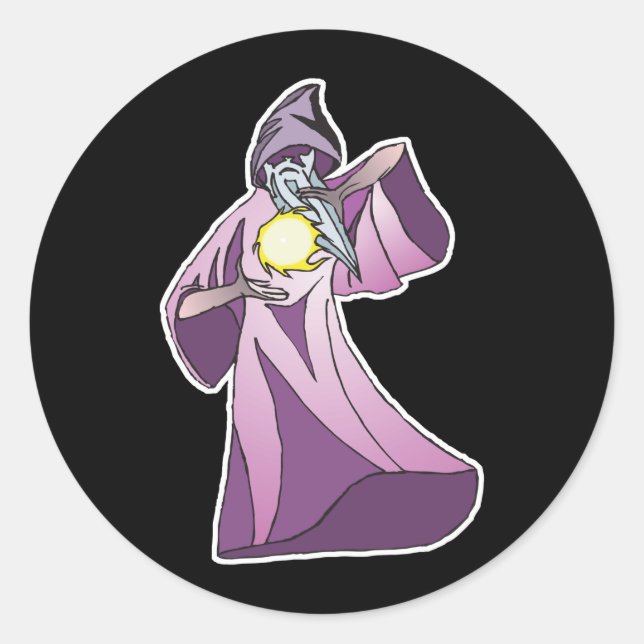 Sticker Rond sorcier assistant avec boule de cristal (Devant)