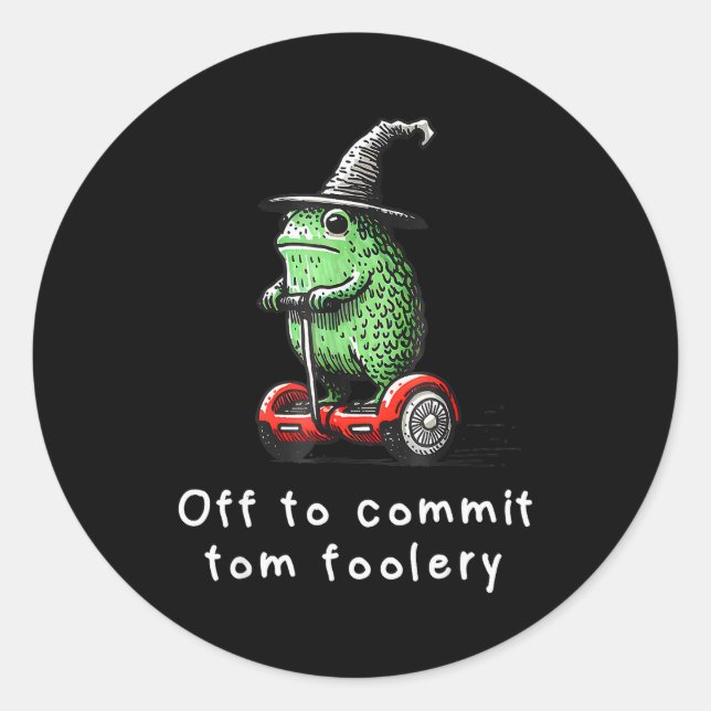 Sticker Rond Sorcier Grenouille Fantaisiste Part Pour Commettre (Devant)