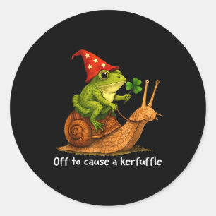 Sticker Rond Sorcier grenouille fantaisiste parti pour causer u