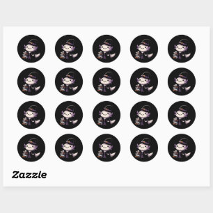 Sticker Rond Sorcière Axolotl - Jolie Halloween