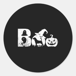 Sticker Rond Sorcière Citrouille Beagle de chien de Boo Hallow