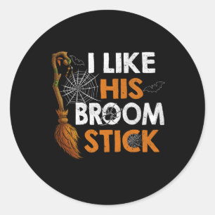 Sticker Rond Sorcière Comme Son Broom Stick Couple Halloween Co