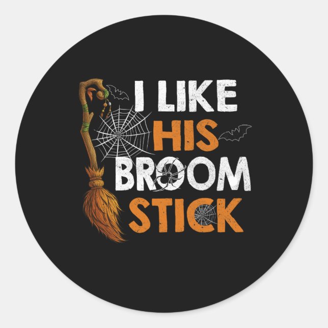 Sticker Rond Sorcière Comme Son Broom Stick Couple Halloween Co (Devant)