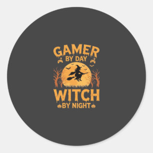 Sticker Rond Sorcière de jeu Halloween Conception de jeu