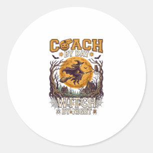 Sticker Rond Sorcière de jour Coach Nuit de sorcière Haloween L