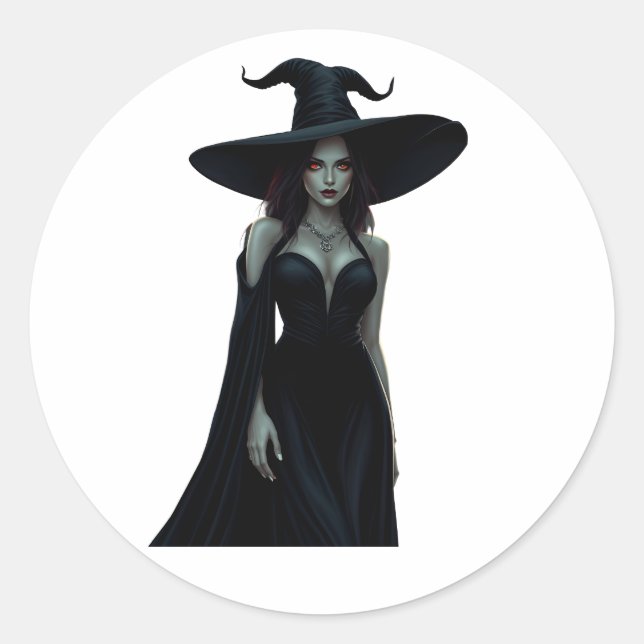 Sticker Rond Sorcière de la nuit (Devant)