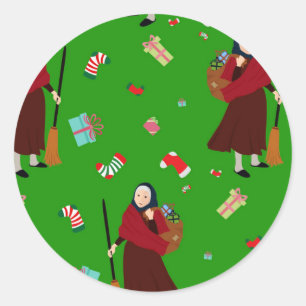 Sticker Rond sorcière de noël Befana