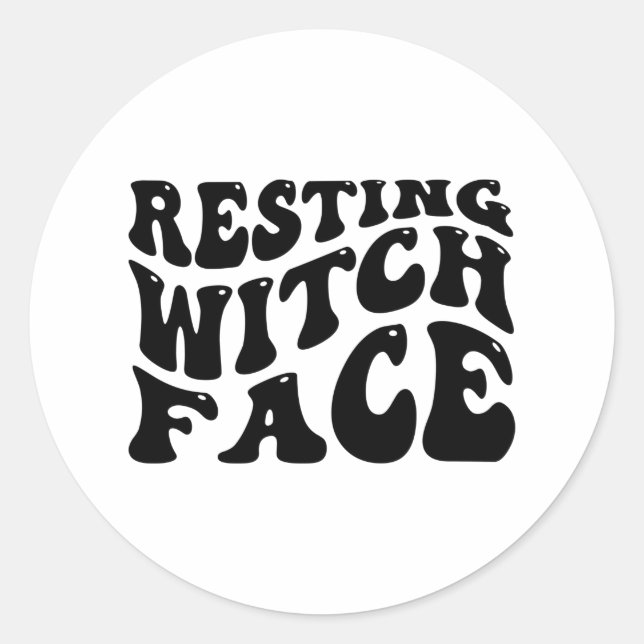 Sticker Rond Sorcière de repos visage-Halloween-Éffrayant-Scary (Devant)