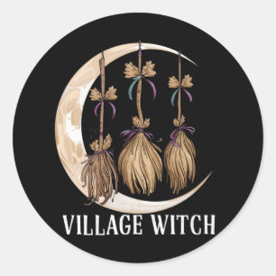 Sticker Rond Sorcière de village gothique occulte wicca païen n