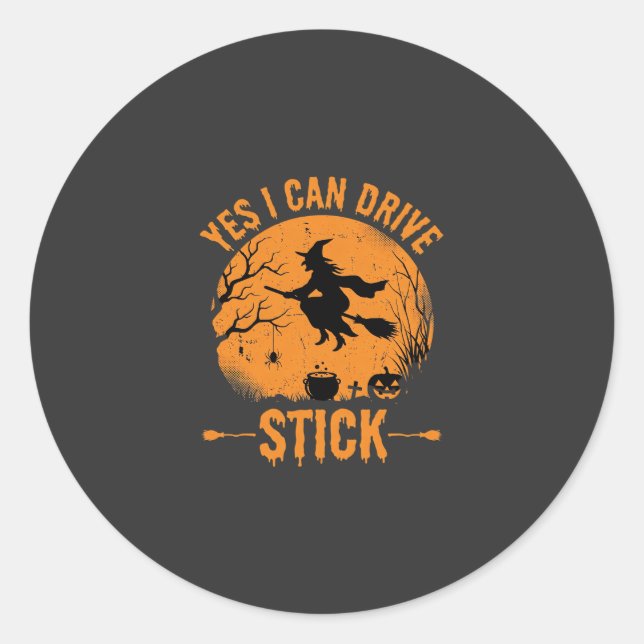 Sticker Rond Sorcière d'Halloween Drive Stick Graphique_1 (Devant)