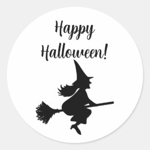 Sticker Rond Sorcière d'Halloween en vol de chambre