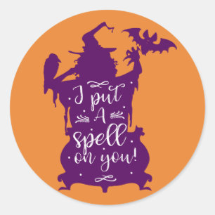Sticker Rond Sorcière d'Halloween Je t'ai jeté un sort Festif A