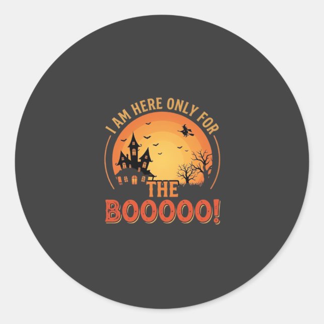 Sticker Rond Sorcière d'Halloween Maison hantée Boo Design_1 (Devant)