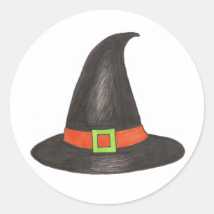 Sticker Rond Sorcière d'Halloween sorcières Casquette noir Mais
