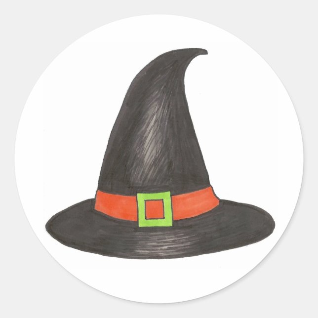 Sticker Rond Sorcière d'Halloween sorcières Casquette noir Mais (Devant)