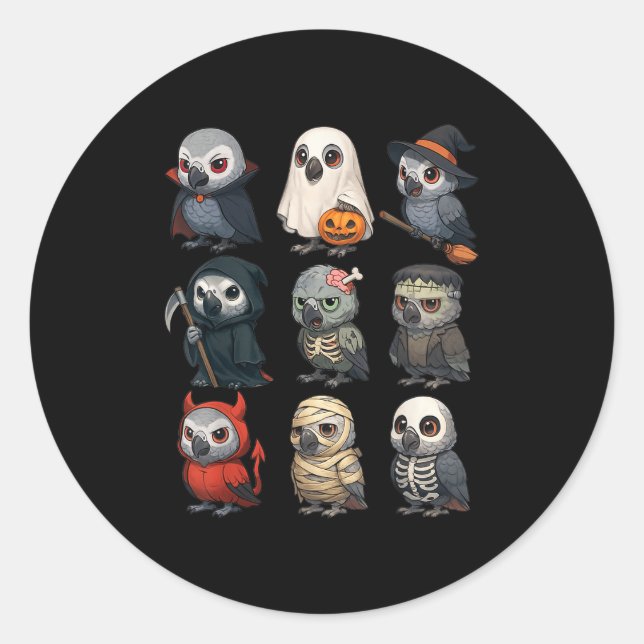 Sticker Rond Sorcière d'oiseau de perroquet d'Afrique Zombie Ha (Devant)