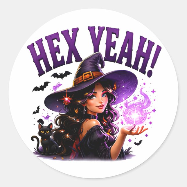 Sticker Rond ✨ Sorcière drôle Citation de Halloween Pun 🧙 (Devant)
