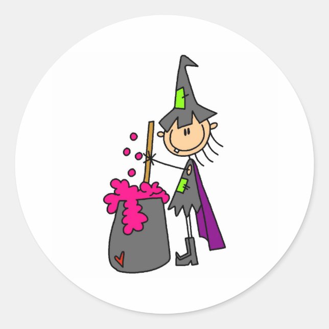 Sticker Rond Sorcière faisant une potion (Devant)