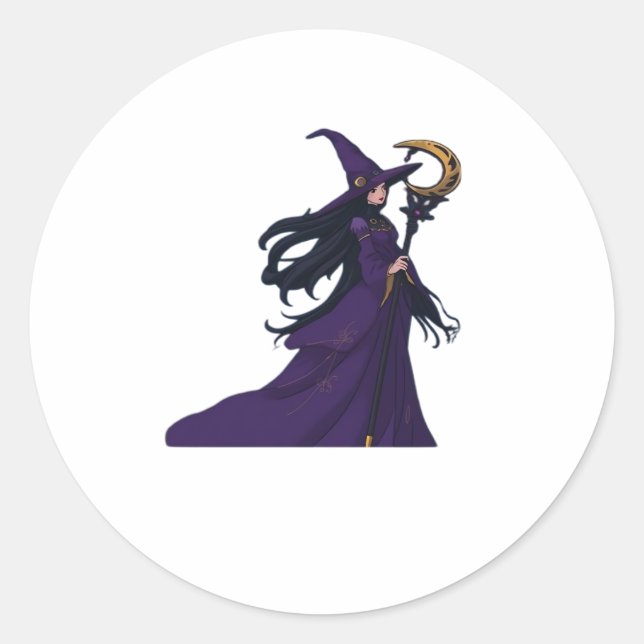 Sticker Rond Sorcière Lunaire Whimsigothique (Devant)