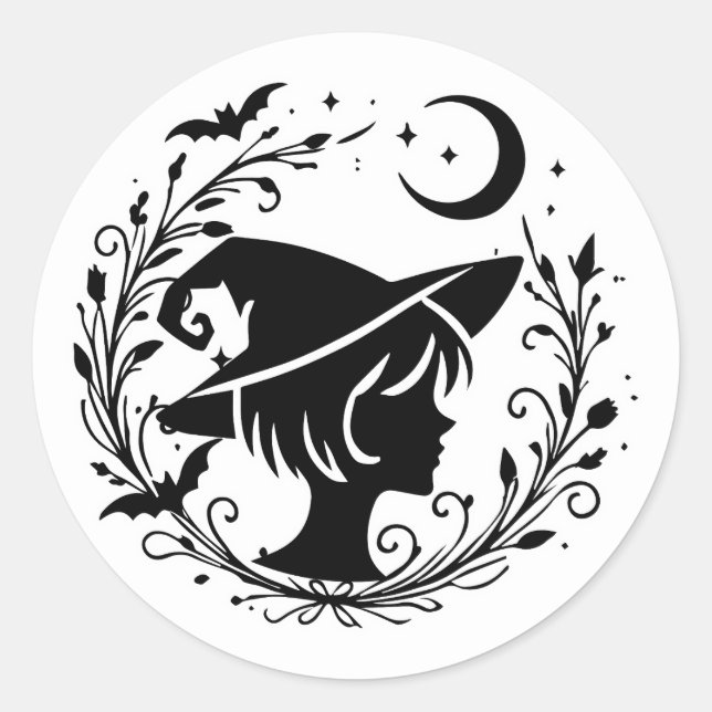 Sticker Rond Sorcière Pixie Magie Wiccanne Sorcières Halloween (Devant)