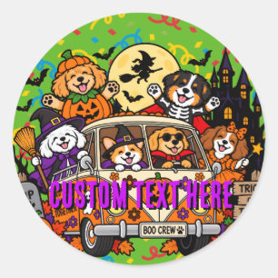 Sticker Rond sorcière vampire d'Halloween squelette Chiens Pers