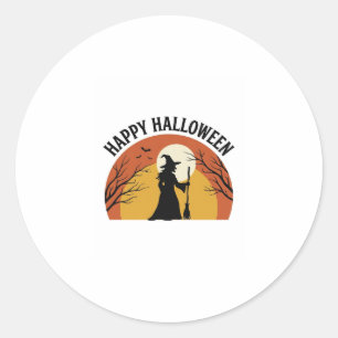 Sticker Rond Sorcière Vintage Joyeux Halloween Design de T-shir