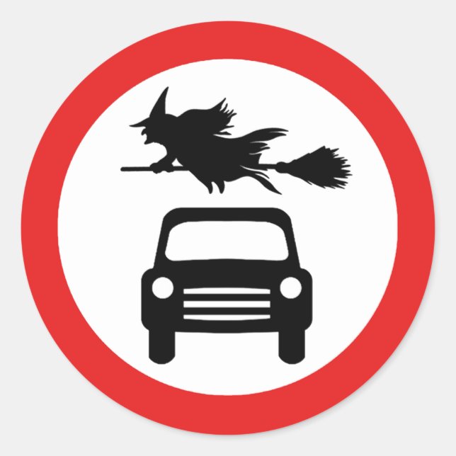 Sticker Rond Sorcière volante (Devant)