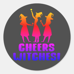 Sticker Rond Sorcières Drôle Halloween Trick ou traitement
