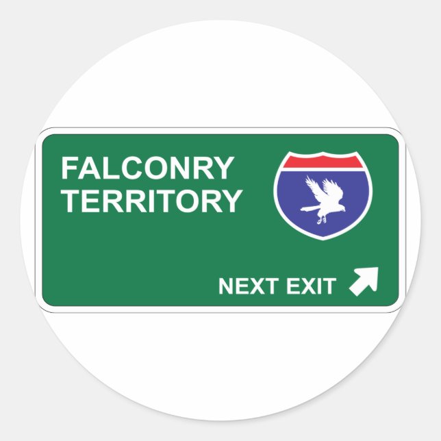 Sticker Rond Sortie suivante Falconry (Devant)