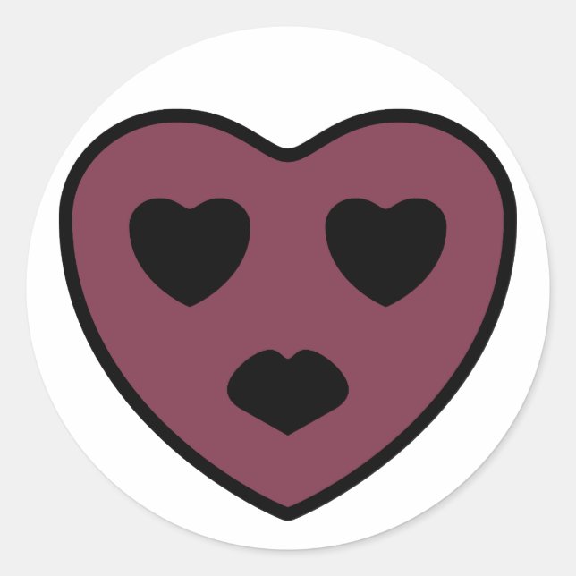 Sticker Rond Sortie visage coeur (Devant)