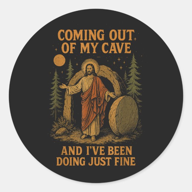 Sticker Rond Sortir de ma caverne (Devant)