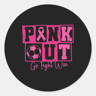 Sticker Rond Sortir en rose, aller combattre, gagner, football,