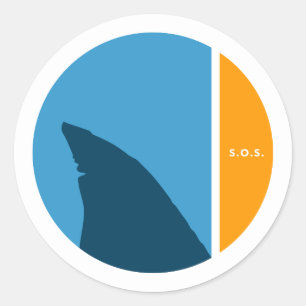 Sticker Rond SOS sauve nos mers sauve nos cercles de requins