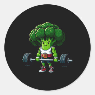 Sticker Rond Souche de broccoli musculation gym vegan tee Powe