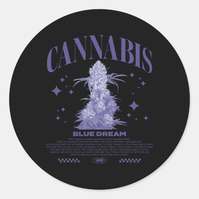 Sticker Rond Souche Hybride Sativa de Noël Blue Dream  (Devant)