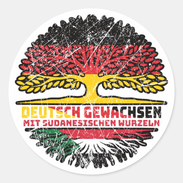 Sticker Rond Soudan Sudanesisch Deutsch Deutschland Baum Wurzel (Devant)