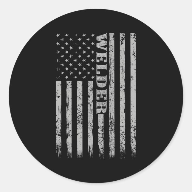 Sticker Rond Souder fière souder américain (Devant)