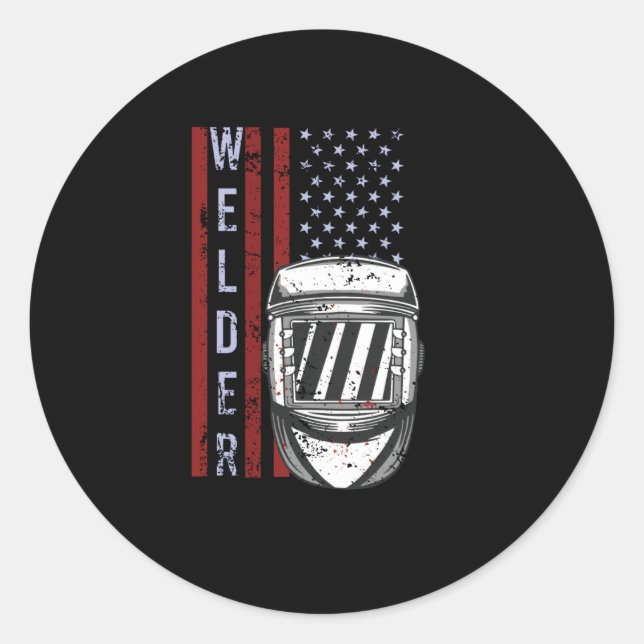 Sticker Rond Souder Vintage USA American Flag Welder (Devant)