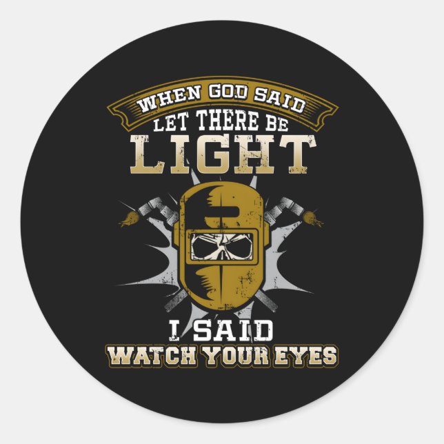 Sticker Rond Soudure du crâne de soudure Regardez vos yeux (Devant)