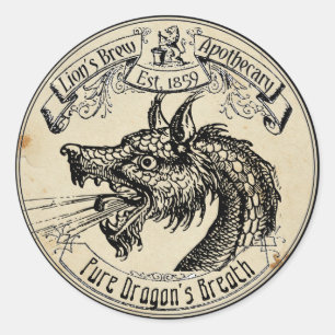 Sticker Rond Souffle de dragon d'apothicaire vintage Halloween