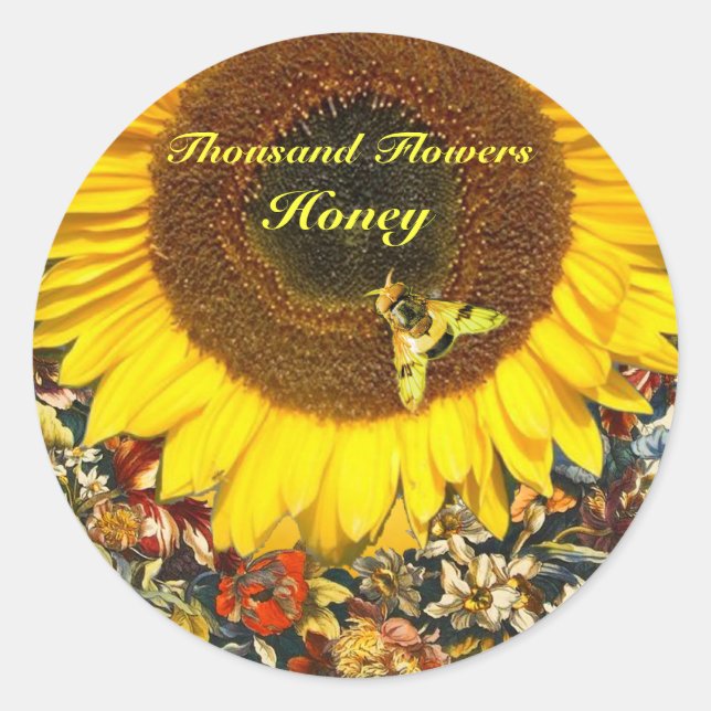 STICKER ROND SOUFFLE ET HONEY BEE FLORAL BEEKEEPING (Devant)