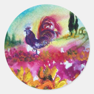 STICKER ROND SOUFFLE ET ROOSTER NOIR