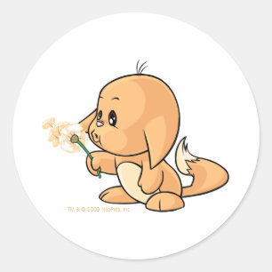 Sticker Rond Souhait de Kacheek orange