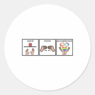 Sticker Rond Souhaitez plus d'acceptation Sensibilisation sur l
