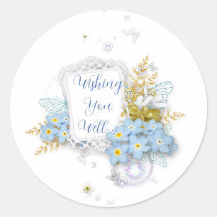 Sticker Rond Souhaitez-vous bien... collant floral rond